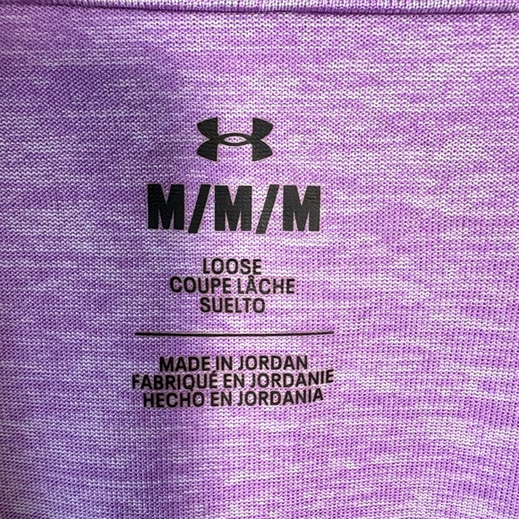 Under Armour Loose Fit V-Neck Purple Tech Tee – Women’s Medium - Picture 3 of 5